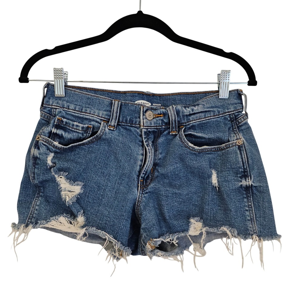 Old Navy Boyfriend Cut Off Jean Shorts‎ 2.5" Inseam Waist 27" Distressed Denim